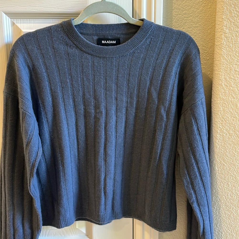 NAADAM Cashmere Ribbed Sweater Slate Blue